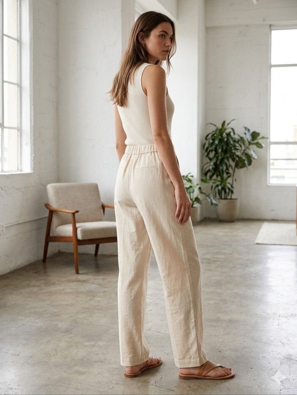 Zara NWT Beige Straight Leg Pants - Size M